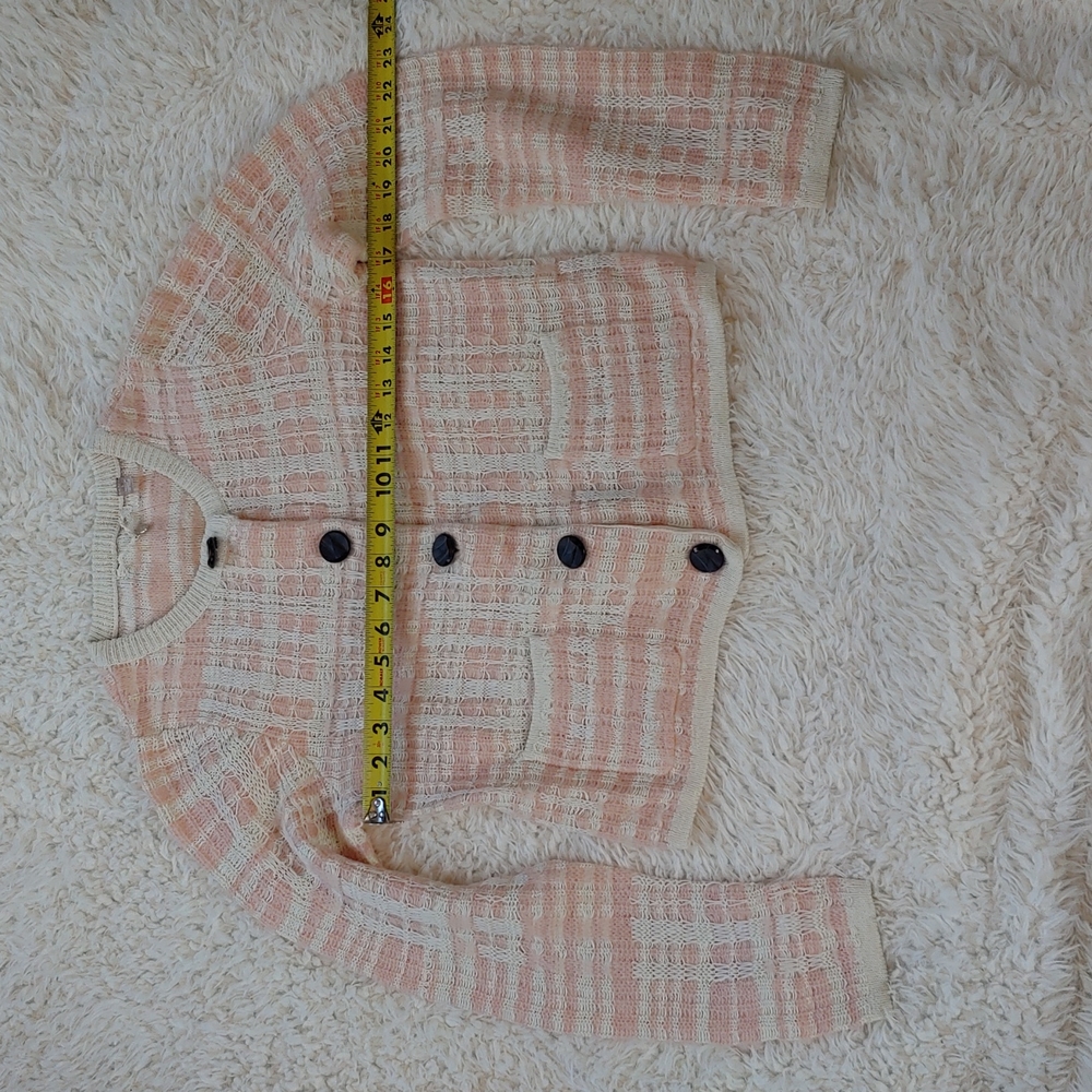 Anthropologie Knitted and Knotted pink and cream cardigan size small - Picture 2 of 8
